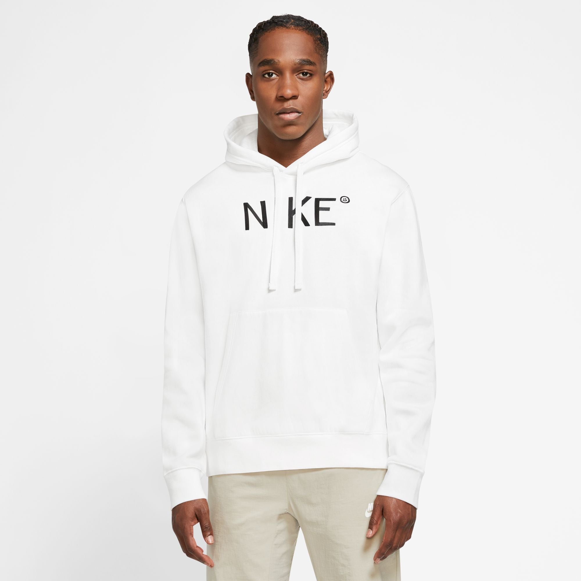 Mens Sportswear Logo Brushed Fleece Pullover Hoodie