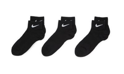 EVERYDAY LIGHTWEIGHT ANKLE SOCKS - 3 PACK BLACK